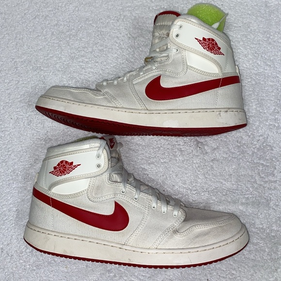 Nike Air Jordan 1 KO High OG AJKO Sail Varsity Red Men's 12.5 Canvas 638471-102 - Picture 2 of 9